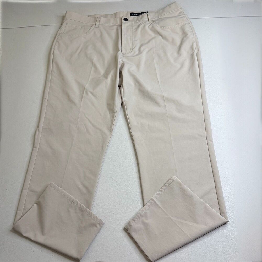 Dunning Everbest Golf Pants Men 38x30 Tan Khaki Performance Flat Front Straight
